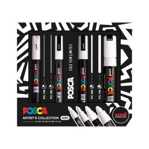 CANETA POSCA ARTISTS COLLECTION COM 4 TINTA BRANCA