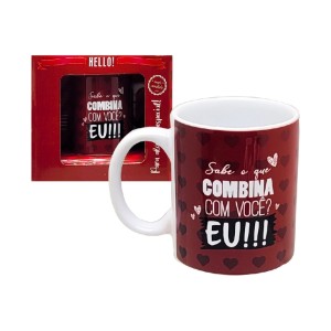 CANECA CERÂMICA SABE O QUE COMBINA COM VOCE? EU!! 330ML GOLDEN MAYA