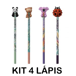 KIT COM 4 LÁPIS PRETO ABRAÇADINHO CIS