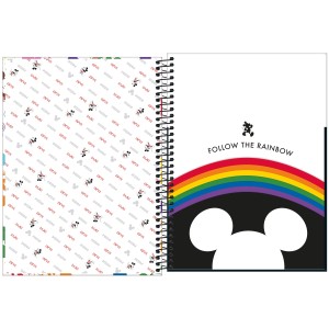 CADERNO ESPIRAL CD UNIV 10M MICKEY RAINBOW 160 FLS TILIBRA