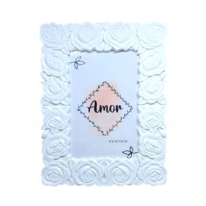 PORTA RETRATO FLOR AMOR 16,5X21CM PLÁSTICO