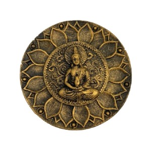 PORTA INCENSO BUDA DOURADO