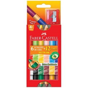 GIZ DE CERA BICOLOR 6UNIDS C/ 12 CORES FABER-CASTELL