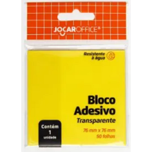 BLOCO ADESIVO TRANSPARENTE AMARELO 76MMX76MM 50FLS JOCAR