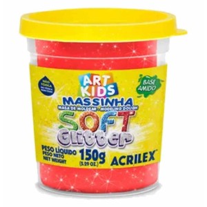 MASSINHA DE MODELAR SOFT GLITTER 150G VERMELHO 205 ACRILEX
