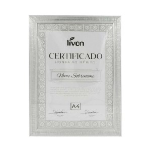 PORTA RETRATO A4 CERTIFICADO PRATA LIVON