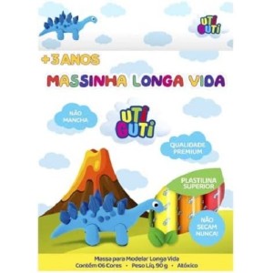 MASSINHA LONGA VIDA PLASTILINA  6 CORES 90G UTI GUTI