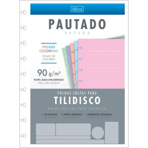 REFIL TILIDISCO COLEGIAL COLOR PAUTA BRANCA 50 FLS TILIBRA