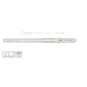 CANETA SIGNO ANGELIC COLOUR BRANCA PASTEL UNIBALL MITSUBISHI
