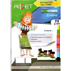 BLOCO ECOCORES CRIATIVO 75G 32 FLS 8CORES RIDET