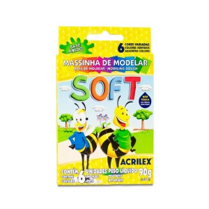 MASSINHA DE MODELAR SOFT 6 CORES ACRILEX