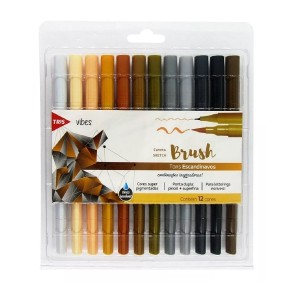 CANETA SKETCH BRUSH VIBES TONS ESCANDINAVOS 12 CORES TRIS