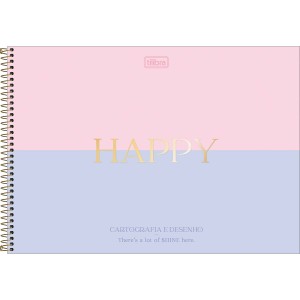 CADERNO DE CARTOGRAFIA ESPIRAL CAPA DURA HAPPY 80 FOLHAS