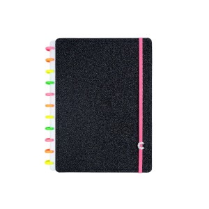 CADERNO LET'S GLITTER NEON BLACK MEDIO CADERNO INTELIGENTE