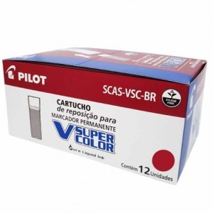REFIL PARA MARCADOR PERMANENTE V-SUPER COLOR VERMELHO C/ 12 UNIDS PILOT