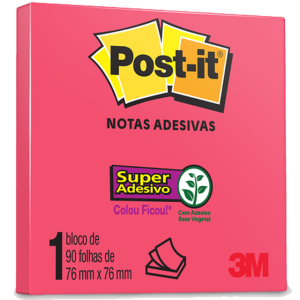 POST-IT NOTAS ADESIVAS ROSA POPPY 90FLS 76X76MM 3M
