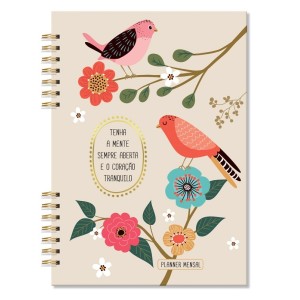 PLANNER COMPACTO MENSAL PÁSSAROS FINA IDEIA