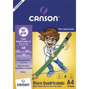 BLOCO QUADRICULADO 1CM X 1CM A4 60G 30FLS CANSON